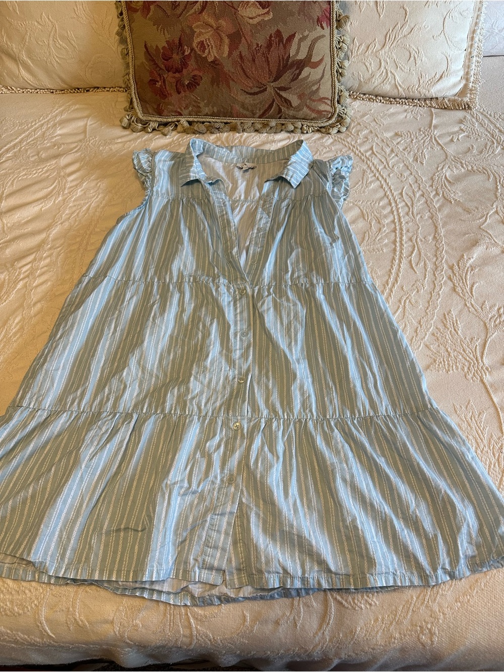 True Craft Light Blue Striped women's Sleeveless Cotton Dress see pic for size